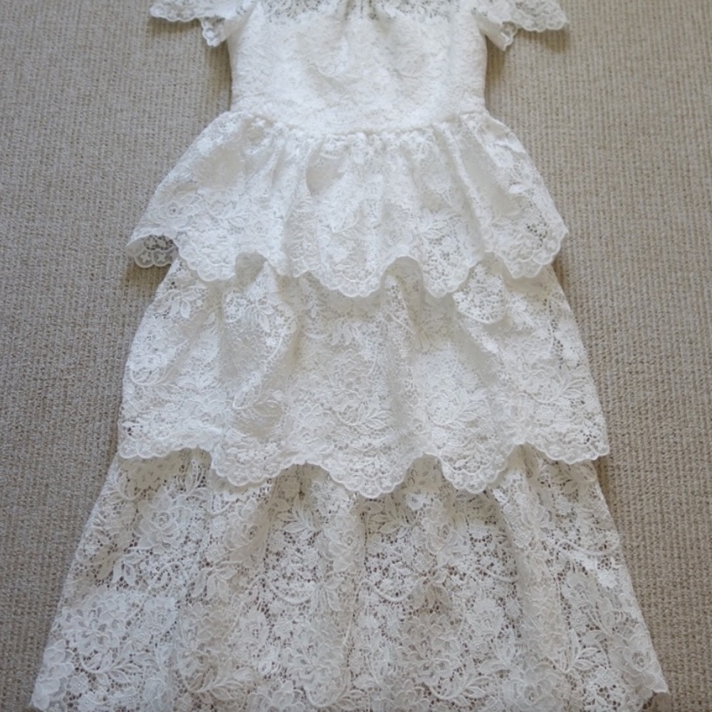 SELF-PORTRAIT Tiered corded lace maxi dress white 10 - Picture 7 of 9